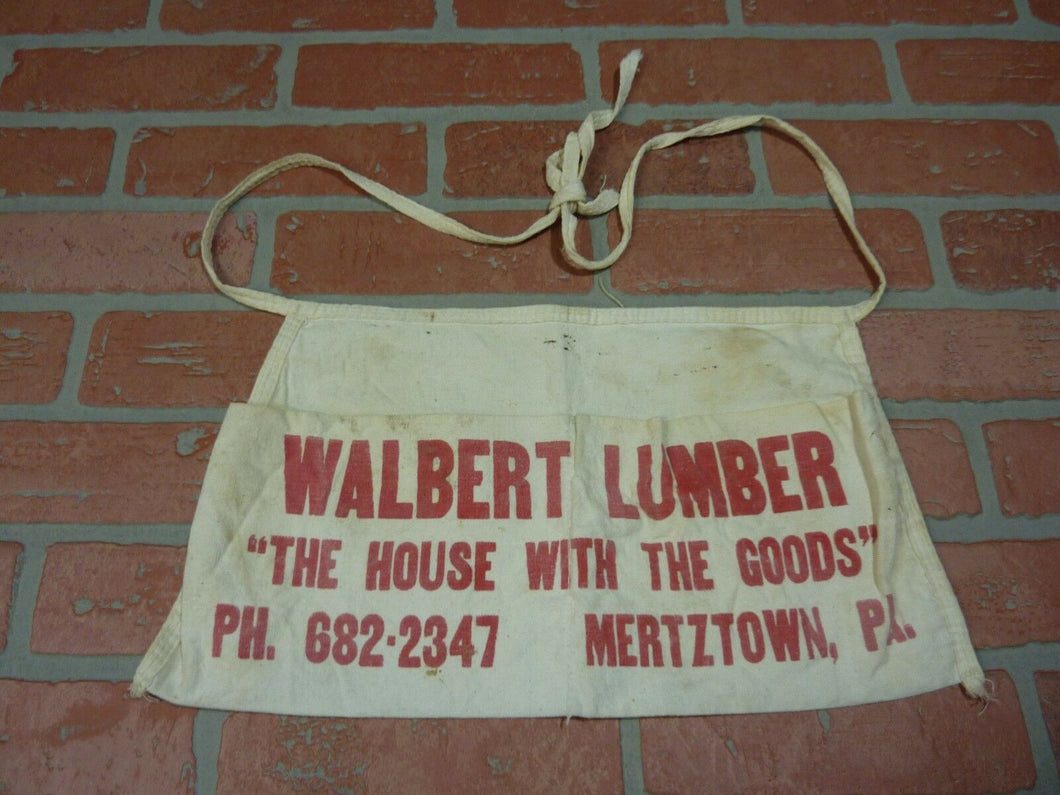 WALBERT LUMBER MERTZTOWN Pa Old Cloth Tool Apron 'The House with the Goods'