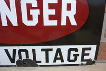 Load image into Gallery viewer, DANGER HIGH VOLTAGE Old Porcelain Sign unusual black background Industrial Shop

