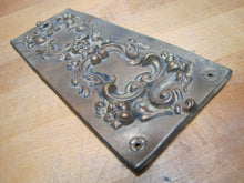 Load image into Gallery viewer, Antique Door Push Plate Ornate high relief Flowers Vines Scrollwork thin Brass
