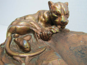 Antique Art Deco Tiger Tray fabulous trinket tip jewelry ring watch coin Ornate