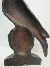 Load image into Gallery viewer, Antique Cast Iron Parrot Doorstop old paint bird door stopper large heavy ornate
