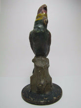 Load image into Gallery viewer, Antique Cast Iron Parrot Doorstop fabulous art statue old paint bird door stop
