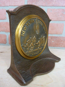 1930s NYU New York University Decorative Art Bookend Doorstop CS&C Co ci&brass
