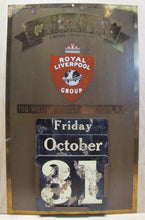 Load image into Gallery viewer, ROYAL LIVERPOOL GROUP Ins Co Antique Brass Advertising Calendar Sign NY

