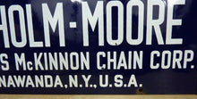 Load image into Gallery viewer, CHISHOLM-MOORE HOIST Old Porcelain Sign COLUMBUS McKINNON CHAIN TONAWANDA NY USA
