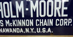 CHISHOLM-MOORE HOIST Old Porcelain Sign COLUMBUS McKINNON CHAIN TONAWANDA NY USA