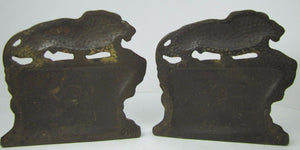 c1930 CROUCHING LION  Connecticut Foundry Bookends Decorative Art Statues