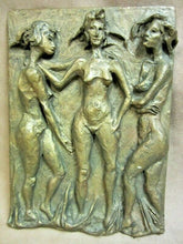 Load image into Gallery viewer, Mid Century Modern Art Sculpture Three Female Nudes signed Licht High Relief
