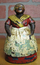 Load image into Gallery viewer, Antique Cook wearing Apron Cast Iron Doorstop Figural Woman Door Stopper Art

