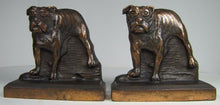 Load image into Gallery viewer, BULLDOG Antique Pair Bookends Cast Iron Bronze Wash Mack Truck Georgia Dog Book Ends
