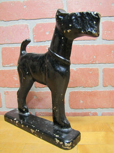 Antique FOX TERRIER DOG DOORSTOP Large Figural Cast Iron Decorative Art Statue