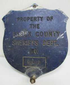 CD CIVIL DEFENSE SHERRIFS DEPT ESSEX COUNTY NJ Old Car Plate Topper Badge Sign