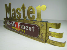 Load image into Gallery viewer, MASTER WORLD&#39;S FINEST PADLOCKS Original Old Brass Store Display Ad Topper Sign
