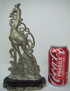 Antique Art Deco Cast Iron Giraffe Doorstop ornate double sided *rare htf Art ds