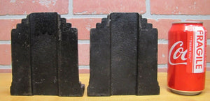 Art Deco SKYSCRAPER Stylized Geometric Cast Iron Pair Bookends Decorative Arts