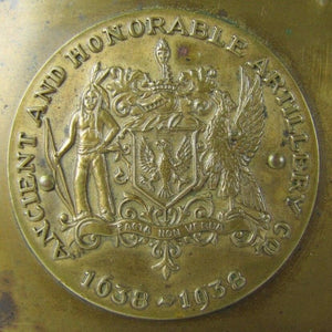1930s ANCIENT & HONORABLE ARTILLERY Co 1638-1938 300 yr Advertising Brass Tray