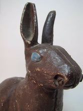Load image into Gallery viewer, Antique Cast Iron Chocolate Bunny Rabbit Doorstop old paint early 1900s era art
