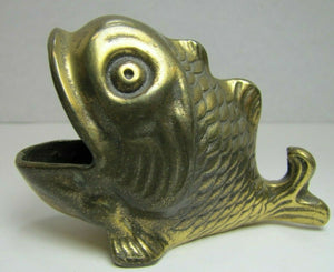Fish Old Brass Figural Cigar Rest Ashtray Incense Burner England Decorative Arts