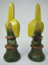 Load image into Gallery viewer, Old Pair Fleur De Lis Cast Iron Figural Finials Architectural Hardware Elements
