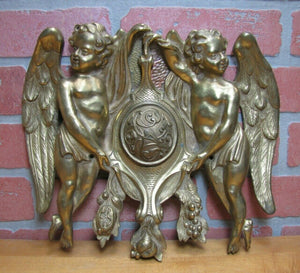 Antique Brass Cherubs Plaque Hardware Center Open Pool Cue Ball Return Peep Hole