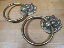 Load image into Gallery viewer, LIONS Old Pair Brass Hangers Pulls Architectural Hardware GLO MAR ART WORKS NY
