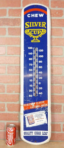 SILVER CUP TOBACCO Advertising Thermometer Large Sign made in USA tin metal