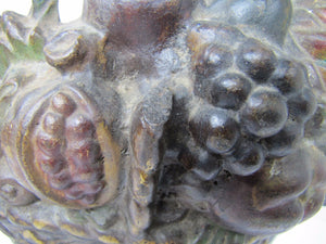 Antique Cast Iron Fruit Basket Doorstop original old paint ornate htf big heavy