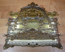 Load image into Gallery viewer, B&amp;H BRADLEY HUBBARD Antique Brass Decorative Arts Letter Holder Magazine Rack
