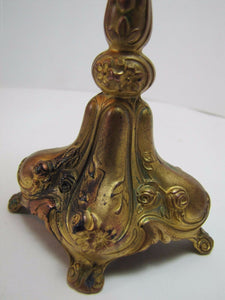 Antique JENNING BROS JB Candlestick Gold Gilt Small Ornate Floral Art Nouveau