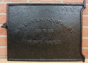 Antique HW COVERT Company New York Cast Iron Furnance Stove Door Art Plaque Sign