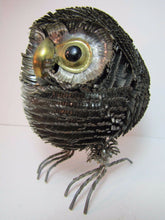 Load image into Gallery viewer, Vintage Folk Art Tin Owl wonderful ornate detailing snip cut bent tin artwork
