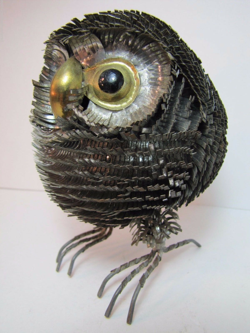 Vintage Folk Art Tin Owl wonderful ornate detailing snip cut bent tin artwork