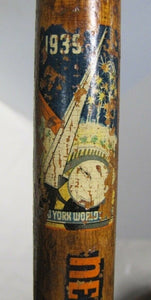 Original 1939 New York World's Fair Cane NYWF Trylon Perisphere wood brass adv