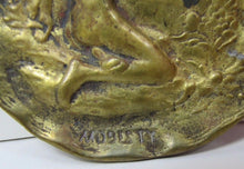 Load image into Gallery viewer, Art Nouveau Nude Maiden Brass Tray &#39;Modesty&#39; Old Card Tip Trinket Ring Jewelry
