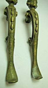 Antique Pair Figural Head Handle Pull Brass Architectural Hardware Elements