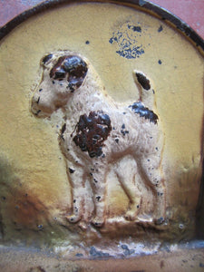 Old Cast Iron TERRIER Bookends figural wire fox dog book ends old paint