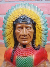 Load image into Gallery viewer, BERKSHIRE ( HATHAWAY ) Fine Spinning Assoc Old Ad INDIAN CHIEF Doorstop Tray Statue
