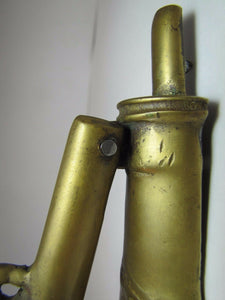 Old Cast Brass Pistol and Gun Powder Flask Door Knocker heavy solid unusual dsn