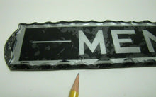 Load image into Gallery viewer, MEN Antique Reverse Glass Chip Scalloped Edge Tin Frame Advertising Sign ROG
