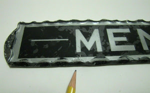 MEN Antique Reverse Glass Chip Scalloped Edge Tin Frame Advertising Sign ROG