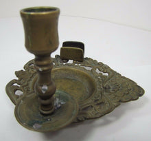 Load image into Gallery viewer, Antique Bronze Candlestick Cigar Lighter Matchholder Tray unique scalloped shell
