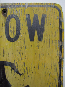 Old Wooden SLOW CHILDREN Street Road Sign htf wood school playground safety adv