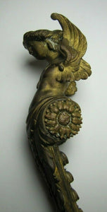 Antique 19c Bronze Winged Goddess Maiden Decorative Arts Ornate Hardware Element