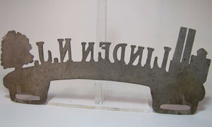 Old LINDEN NJ -Industry's Metropolis- Figural License Plate Topper New Jersey