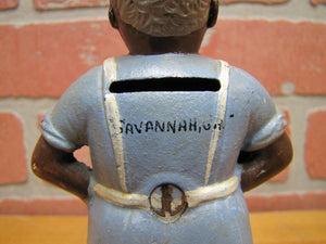 SAVANNAH GA Old Souvenir Bank Woman Chef Apron Spatula Cast Iron Figural Still