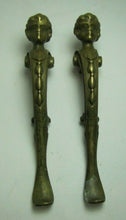 Load image into Gallery viewer, Antique Pair Figural Head Handle Pull Brass Architectural Hardware Elements
