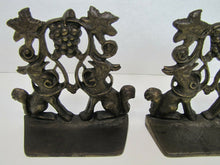 Load image into Gallery viewer, 1930 Creation Co Foxes Grapes Aesop&#39;s Fable Borzoi Wolfhounds Art Bookends
