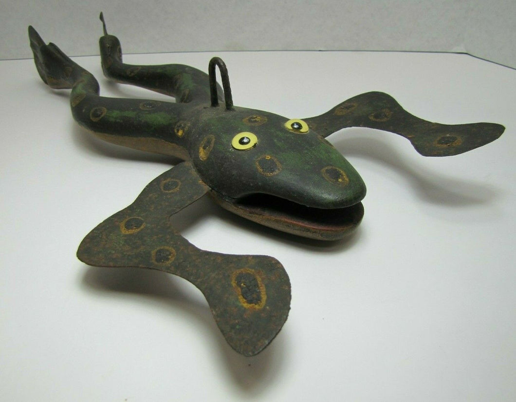 Folk Art FROG Ice Fishing Decoy RAF Robert Allen Francis Adirondacks NY 1950s