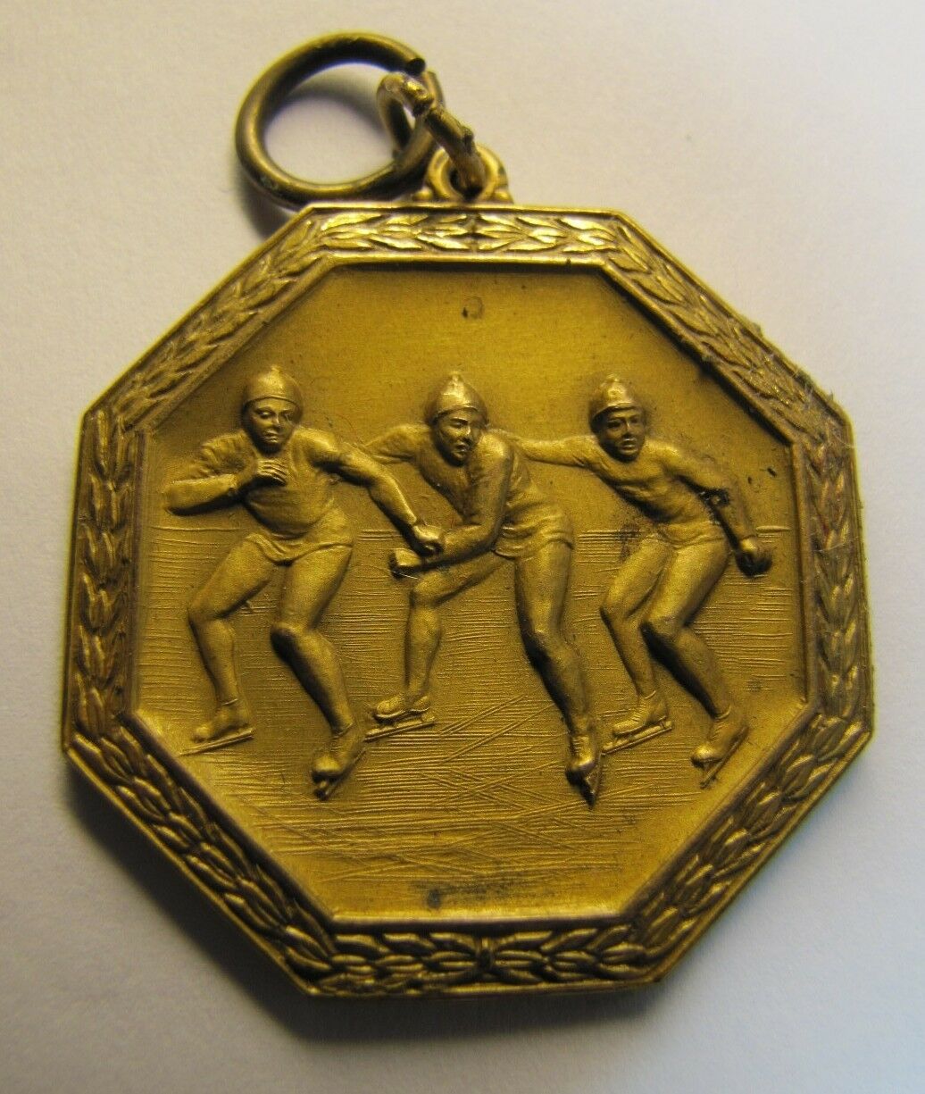 1928 BROOKLYN ICE PALACE GF Gold Filled Skating Race Medal NY DIEGES CLUST