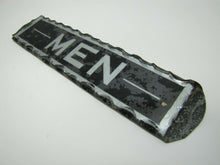 Load image into Gallery viewer, MEN Antique Reverse Glass Chip Scalloped Edge Tin Frame Advertising Sign ROG
